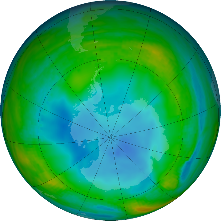 Antarctic ozone map for 08 July 1987